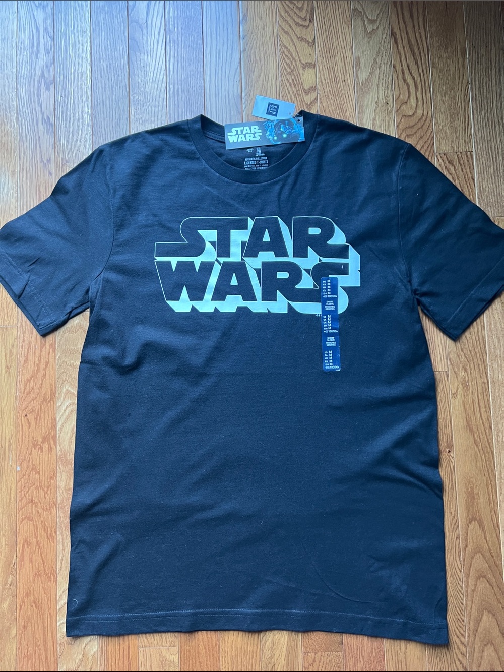 GAP Black Short-Sleeve Tee with Light Blue STAR WARS Logo